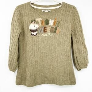 Teenie Weenie Womens VTG Vintage Fall‎ Bear 1902 3/4 Sleeve Knit Sweater Size M